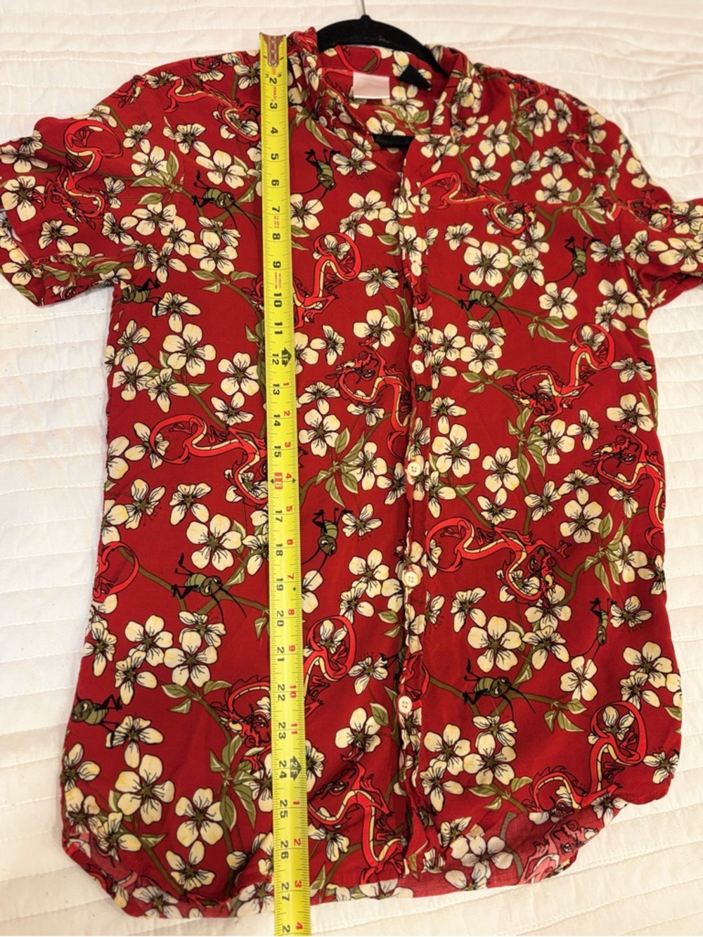 Disney Mulan Mushu & Cri-Kee Woven Button-Up BoxLunch Exclusive Unisex Sz Small - Picture 6 of 6